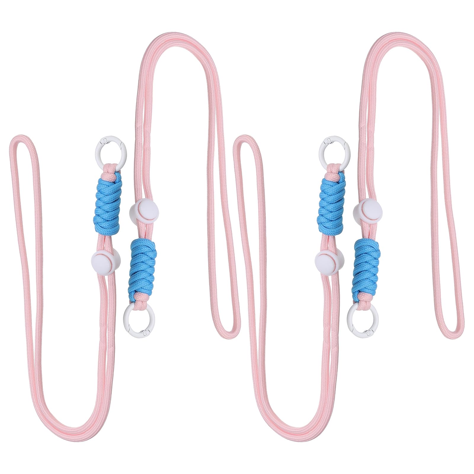 PATIKIL Braided Lanyard 4 Pcs Braided Keychain with Metal Clip, Pink & Blue & White