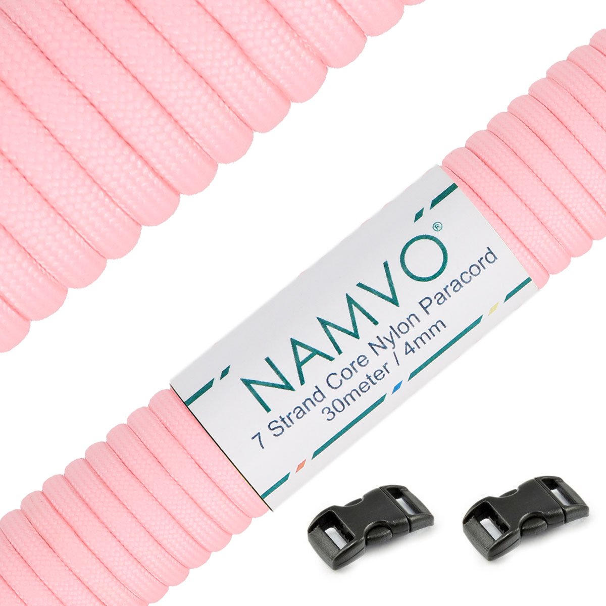 Namvo 550 Luminous Glow in the Dark Paracord Mil Spec Type III 7 strand parachute cord Pink 100ft / 30 Meters