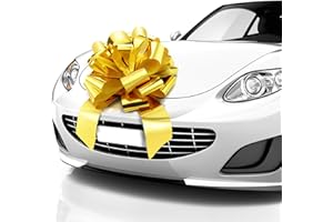 Zoe Deco - Big Car Bow - Gold, 18 Inch - Giant Car Bow for Birthday, Christmas, Wedding Reception, Surprise Party - Large Gift Wrapping for Huge Present