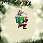 Santa Claus Ornaments 2025 Decoration Hanging Ornament, Acrylic Hanging Holiday Ornament Christmas Tree, Hanging Ornaments Christmas Decor Holiday Party Gifts (Santa Claus D)