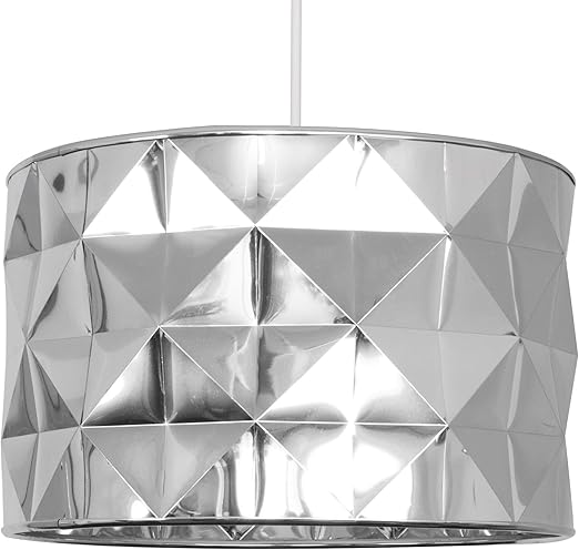 Modern Large Chrome Geometric Design Cylinder Ceiling Pendant Light Shade Amazon Co Uk Lighting