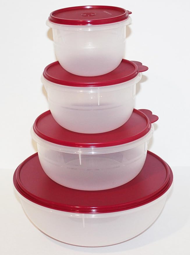 Tupperware Bowls Set of 4 Classic FlatBottom Mixing, Salad