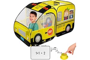 Kiddzery School Bus Pop Up Kids Play Tent - Tents with Sound Play Button for Toddler & Up - Girls and Boys Magic Wheels Bus for Indoor & Outdoor - Pretend Toy Playhouse - Playhouses for Toddlers