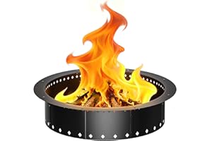 FANHAO Outdoor Fire Pit Ring, 36-Inch Outer/30-Inch Inner Fire Ring Smokeless, Wood Burning Fire Pit Ring Duty Solid Metal Steel Liner DIY Campfire Ring Above or In-Ground, Camping Patio Backyard