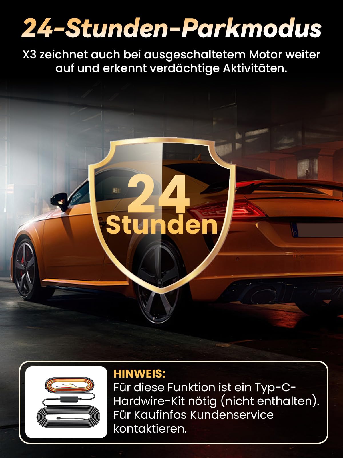 FLUXEONS 4K +1080P Dashcam Auto Vorne Hinten mit 64GB Karte, APP Steuerung mit 5GHz Wi-Fi, G-Sensor, 170° Weitwinkel, Nachtsicht, WDR, 24/7 Parküberwachung, Loop-Aufnahme (X3) 7