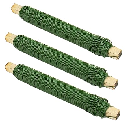 Holzwickeldraht Set grün 3 Rollen ?Gartendraht 0,65 mm dünn ? Blumendraht aus Stahl ? Bindedraht für Pflanzen / Blumen Floris