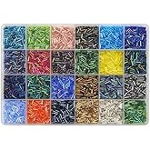 INSPIRELLE 2 * 6mm Tube Beads Kit - Glass Bugle Seed Beads for DIY Bracelet Necklaces (Approx 7000 Pieces, 216 Gram)