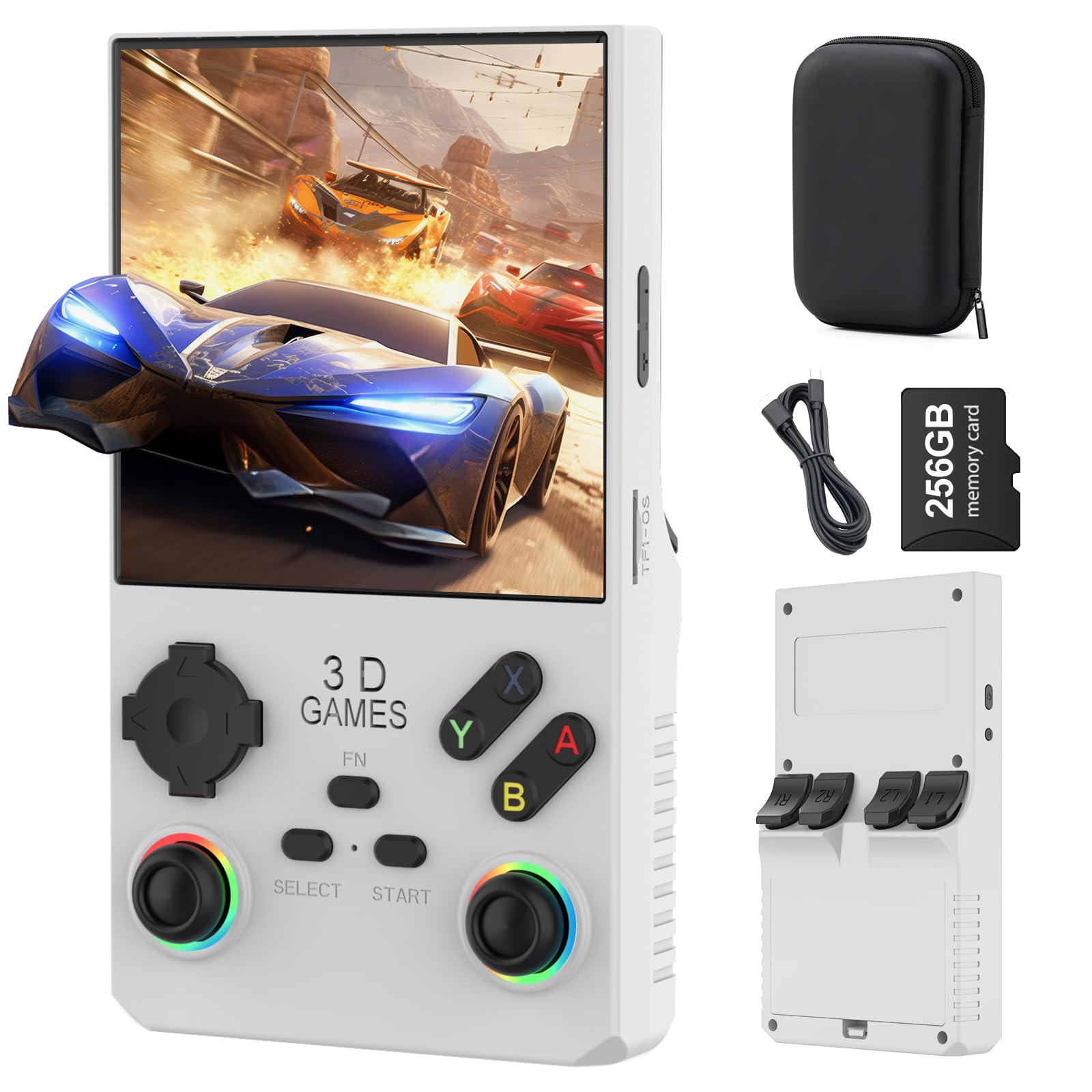 Photo 1 of FVBADE ?40000 in 1 V40 MAX Handheld Game Console 4.0 inch IPS Screen Mini Retro Console 4000mAh Portable Pocket Arcade 45+ Mainstream Emulator 256G TF Card Transparent(White)