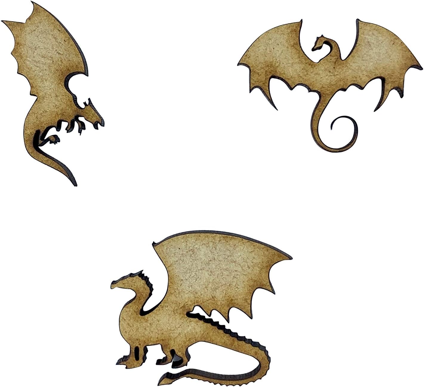 The Crafty Cow 20x Dragons Mythical 3cm Wood Craft Embelishments Laser Cut Shape MDF