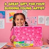 Artworx 208pc Kids Art Set Case Easel Pens Pencils Pastels Paints Drawing Gift view 8