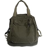 PRLINJSK Mini Canvas Backpack for Women Girls Cute Small Backpack Purse Aesthetic Backpack, Green