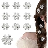 10 Pcs Sparkly Rhinestone Snowflake Hair Clip Hair Barrettes, Christmas Metal Alligator Clips Hair Accessories for Women Princess Long Thick Hair Winter Xmas Hairpins Christmas Party Gifts