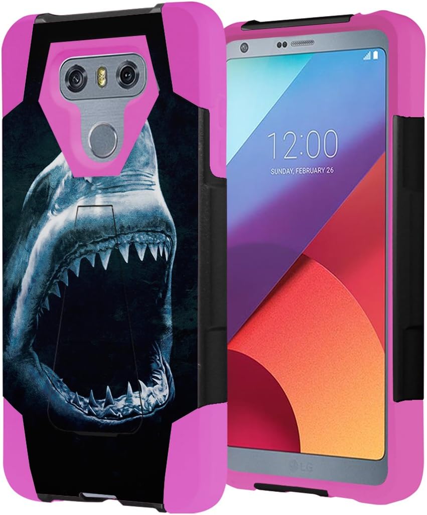 Capsule Case Compatible with LG G6 [Hybrid Fusion Dual Layer Shockproof Combat Kickstand Case Black Pink] for LGG6 LG G6 2017 - (Shark)