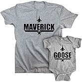 Maverick Goose Father Son Matching Shirt and Baby Romper Grey