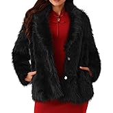Seta T Women's Faux Fur Coat Long Sleeve Lapel Shaggy Fluffy Jackets with Pockets Fall Coats Winter Outwear