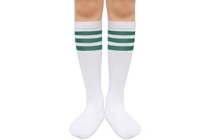 Henwarry Kids Toddler Soccer Socks Classical Stripes Cotton Soft Over the Calf Tube Socks for Boys Girls