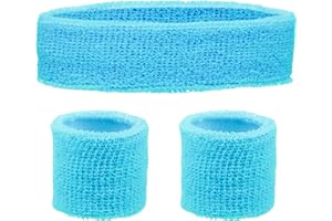 REDSTAR FANCY DRESS Headband and Wristbands Sweatbands Set - Neon 80s Fun Run Team Building Event Fancy Dress Pride Party Accessories Motivational 1980s Gym Sports Running Gymnastics Tennis…