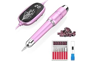 DIKAYI Feebeezod Electric Nail File, Nail Drills for Acrylic Nails Professional Gel Nail Kit Portable Efile Nail Drill with LED Display, Nail Drill Machine Manicure Pedicure Tool Nail Kit for Beginners Pink