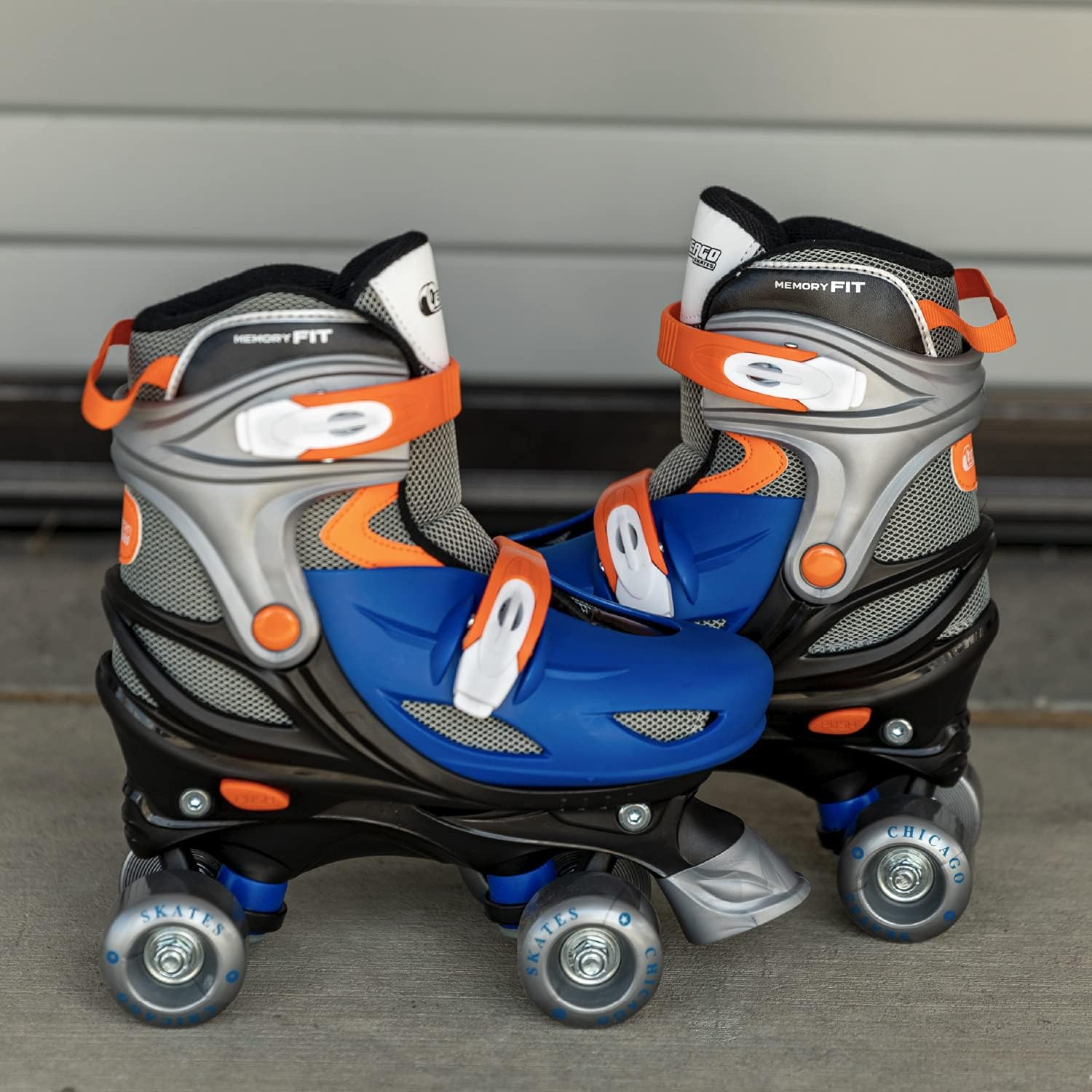 Chicago Boy's Adjustable Quad Roller Skate, Blue/Silver, Medium : Sports & Outdoors