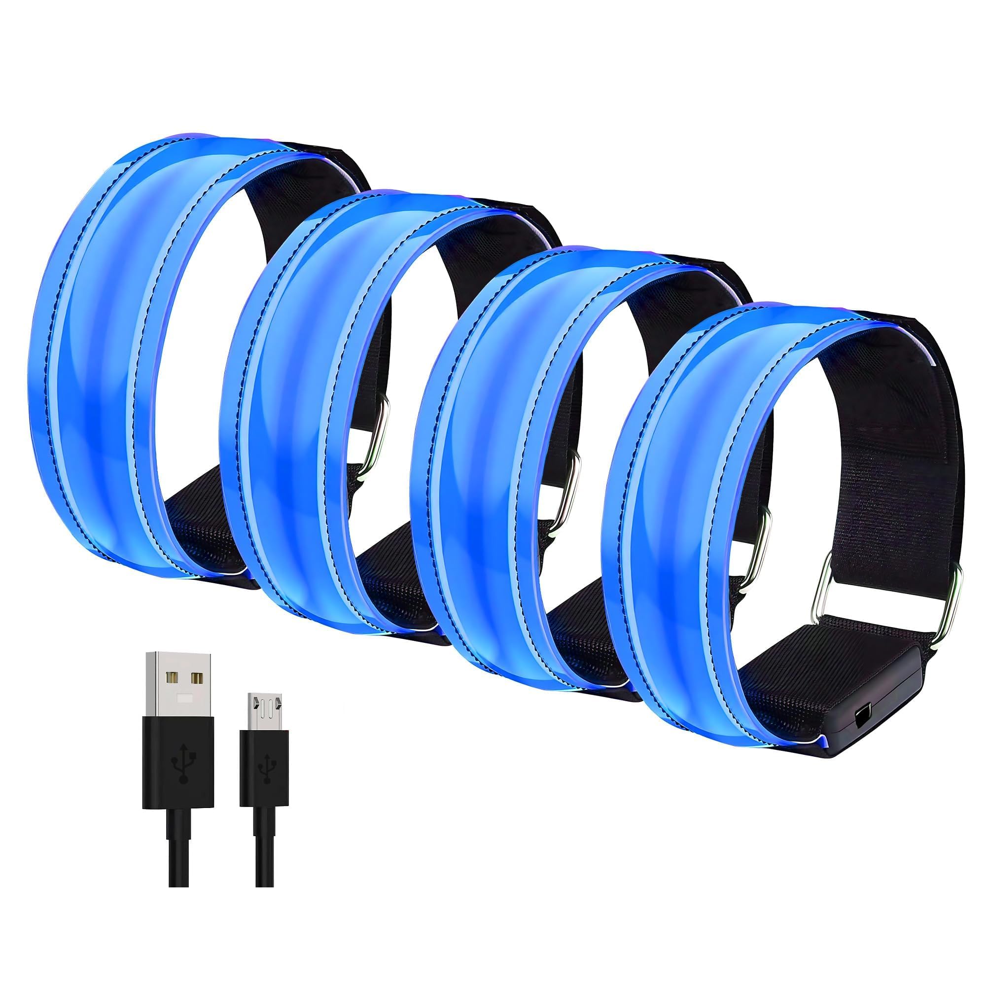 Sundonix LED Reflective Running Armband Light - Rechargeable High Vis Arm Band Gear Gift for Adult Runners Running Walking at Night (Blue#4)