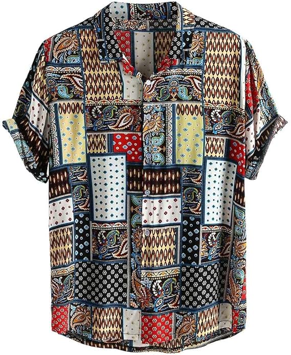 Amazon Tivivose 19 アロハシャツ メンズ 半袖 花柄 民族風 メンズ ｔシャツ ワイシャツ カジュアルシャツ 涼しい お洒落 総柄 ブラック ホワイト メンズファッション シャツ 通販