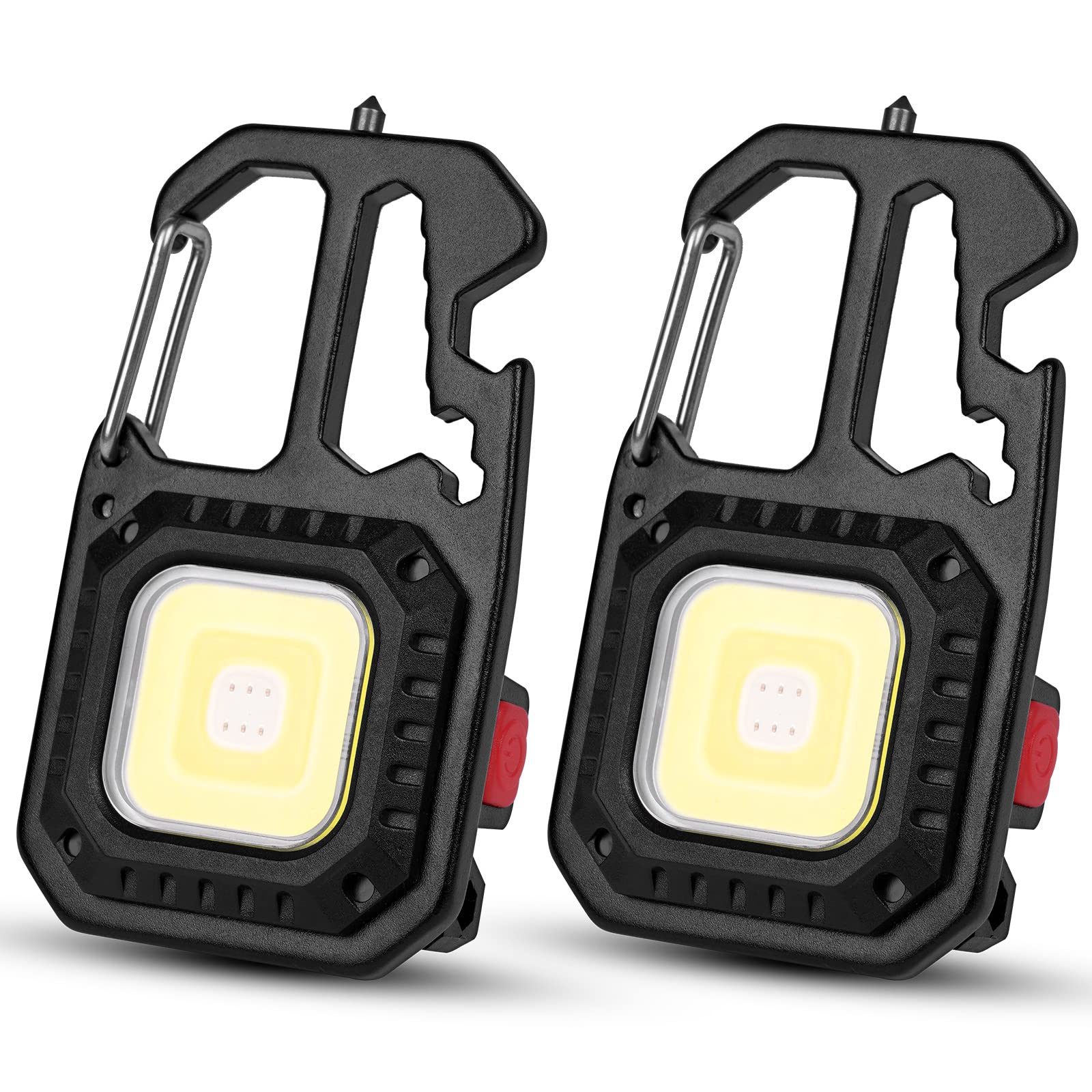 flintronic LED Camping Lantern，2PCS Rechargeable 800 Lumens Small COB Keychain Mini Torch，Portable Mini Pocket Light，Muti-Functional Work Light Cycling Repairing Outdoor，#1 Black (F4-3437994)