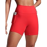 CRZ YOGA Secretsculpt Butterlift Biker Shorts Pockets 5'' - No Front Seam Womens High Waist Workout Booty Scrunch Butt