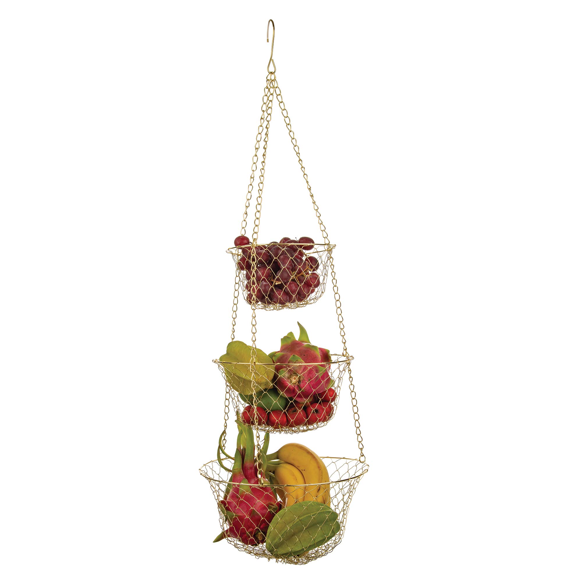 Photo 1 of Fox Run Gold 3-Tier Kitchen Hanging Fruit Basket, 32-Inches