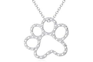 ONEFINITY Paw Print Necklace 925 Sterling Silver Cat Dog Paw Pendant Jewelry for Women Pet Lover Gifts