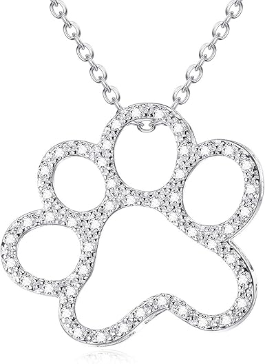 dog paw necklace silver