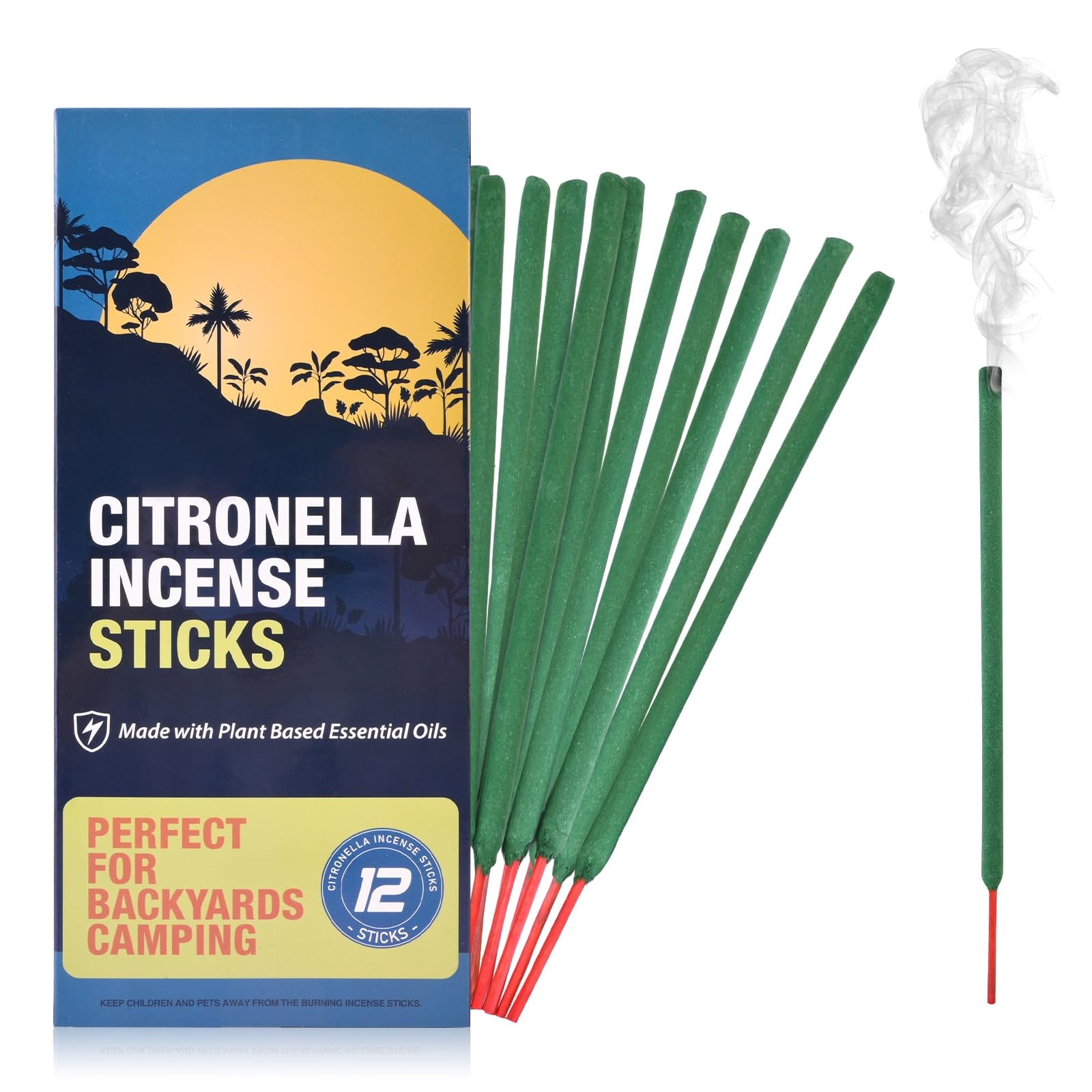 Citronella Incense Sticks Outdoors, 12 PCS Citronella Sticks for Camping, Patio, Hiking,etc