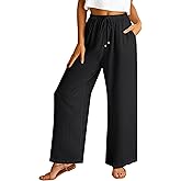 ABRABESS Womens Palazzo Pants Wide Leg Flowy Drawstring High Waisted Casual Trousers 2026 Summer Beach Vacation Clothes