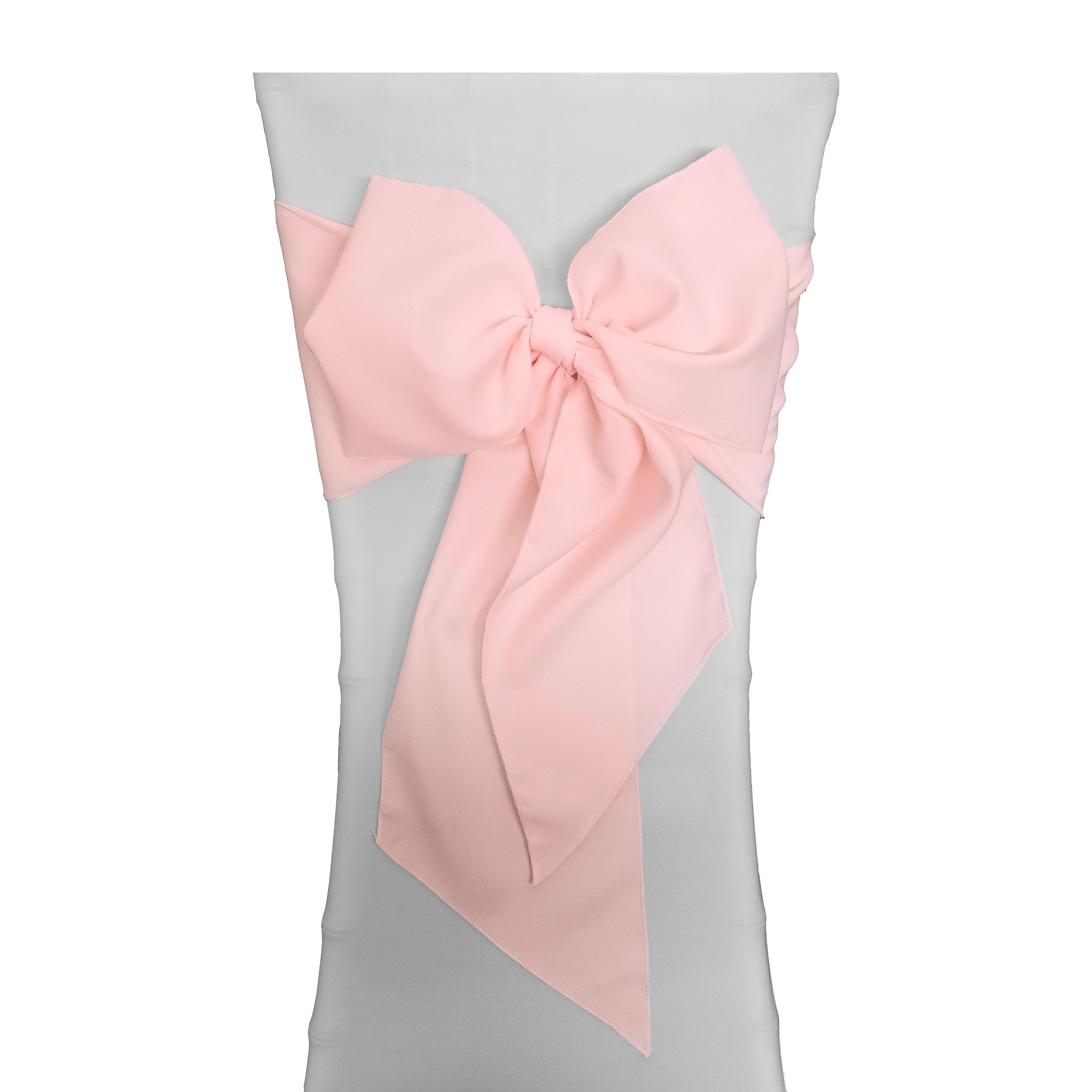 LA Linen Pack of 10 Polyester Poplin Chair Bows 8 by 108-Inch, Light Pink, 20.32 x 274.32 x 0.04 cm