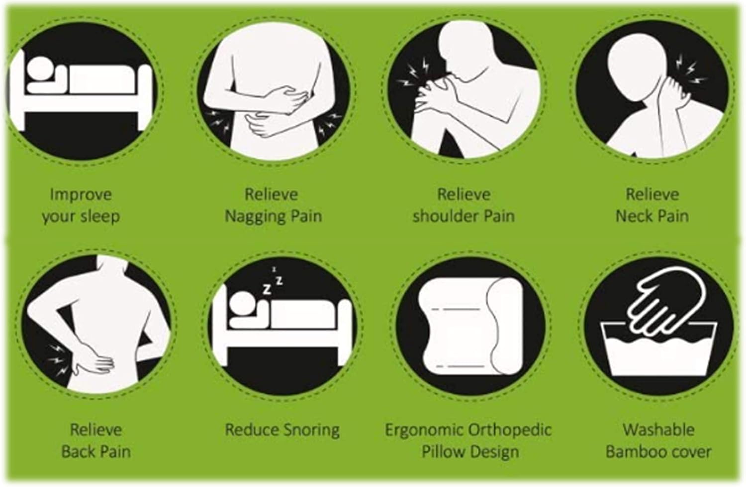 Hirola Bamboo Memory Foam Neck ROLL Pillow - 4 inches x 17 inches - Designed to Improve Sleep; Relieve Neck, Shoulder & Back Pain; Relieve Stress; Removable, Washable, Breathable Bamboo Cover: Home & Kitchen