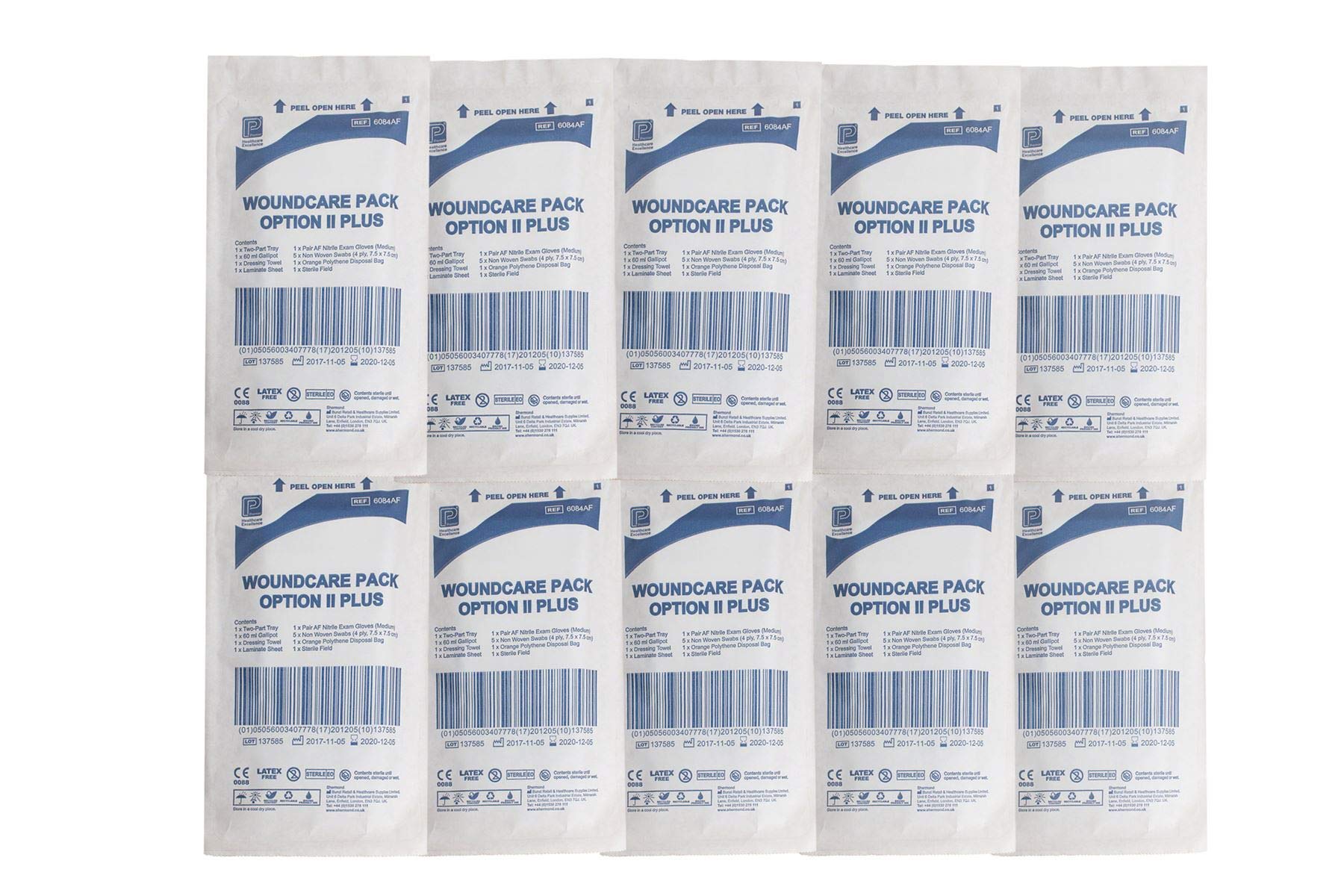 Premier Wound Care Pack Option II Plus with Orange Bags & Medium Nitrile Gloves, Pack of 10