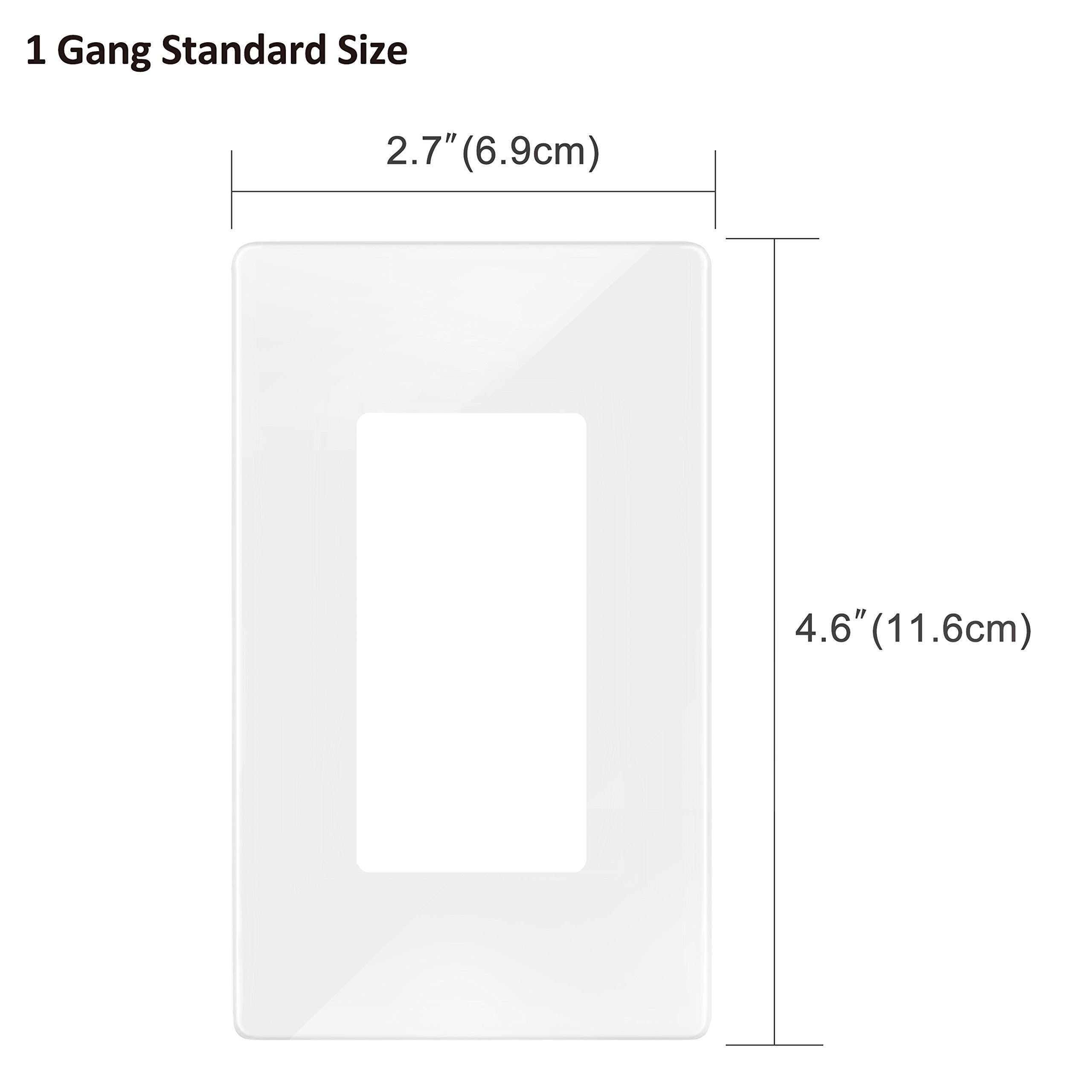 [10 Pack] BESTTEN Screwless Wall Plate Outlet Covers, 1 Gang Standard