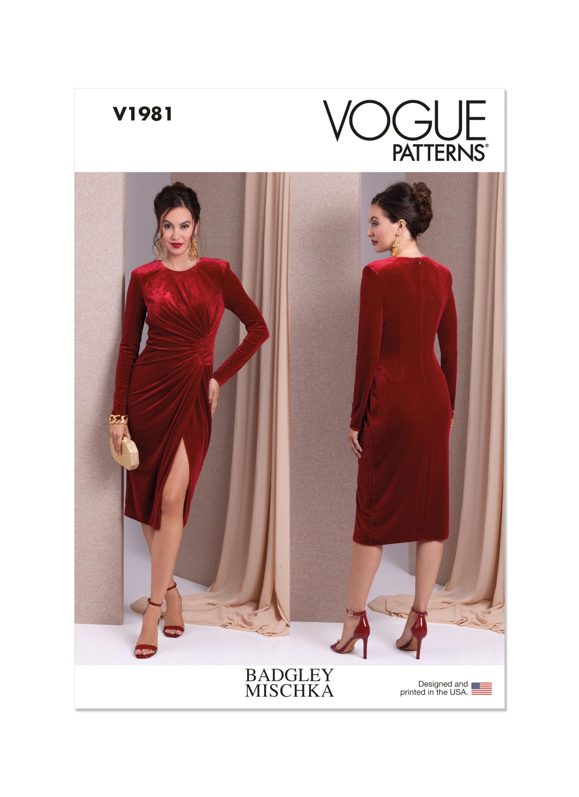 VOGUE PATTERNS V1981A5 Misses' Knit Dress by Badgley Mischka A5 (6-8-10-12-14)