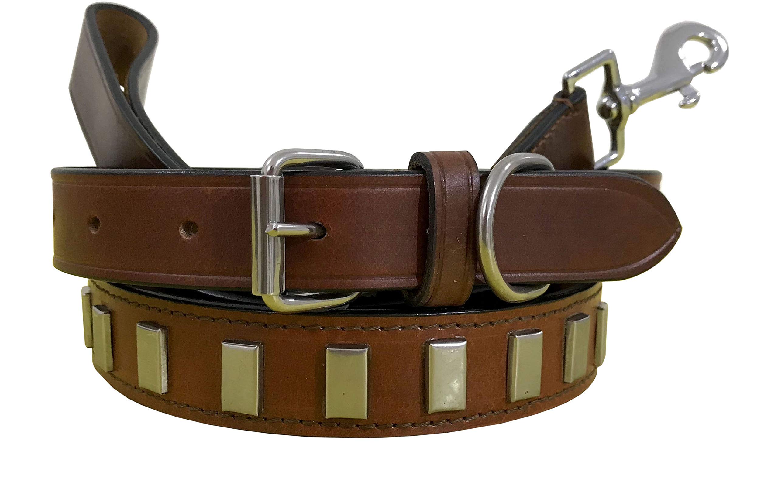 BRADLEY CROMPTON Genuine Leather Matching Pair Dog Collar and Lead Set M