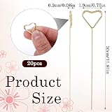 Mabor 20pcs Gold Heart Metal Place Card Holders Floral Picks 11.81in view 2