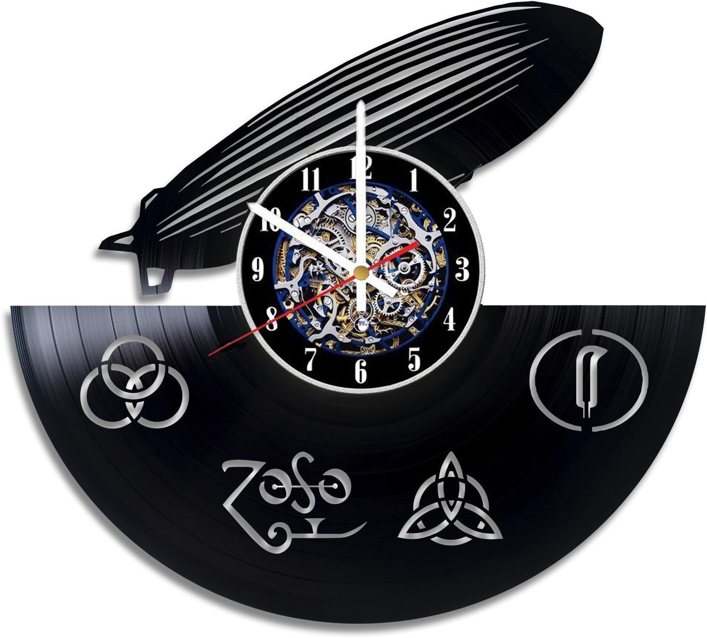 Led Zeppelin Design Wall Clock Made from Used Vinyl Record - Get Unique Living Room Wall Decor - Gift Ideas for Men and Boys – Unique Music Fan Art