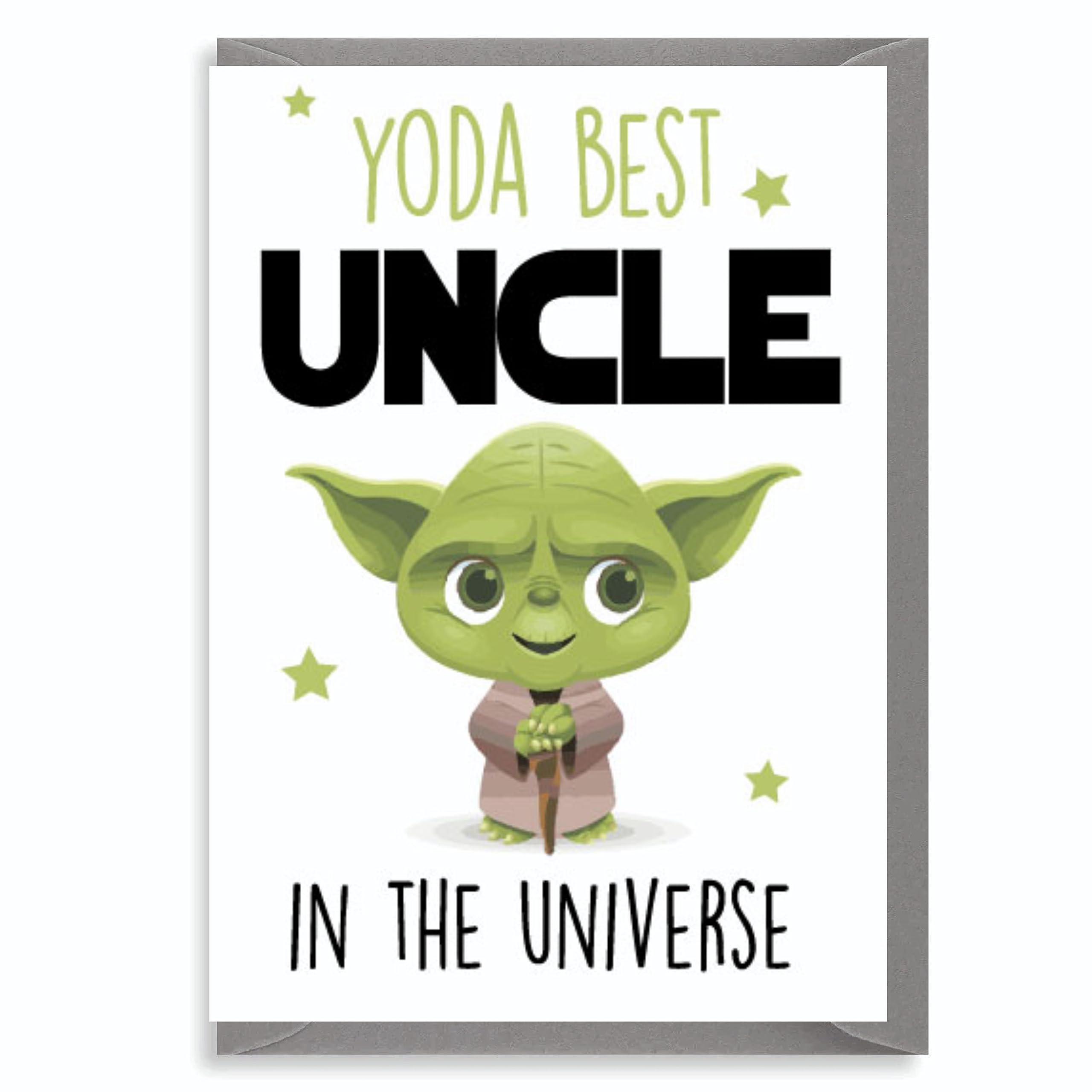 Funny Uncle Birthday Card Yoda Best Design for Him from Niece Nephew Cute Green Alien Joke - C822