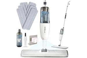 DARISHM Microfiber Spray Mop Wet and Dry Mops for Floor Cleaning with 17.6 oz Refillable Bottle and 6 Washable Microfiber Pads Home or Commercial Use Flat Dust Mop for Hardwood Laminate Wood Ceramic