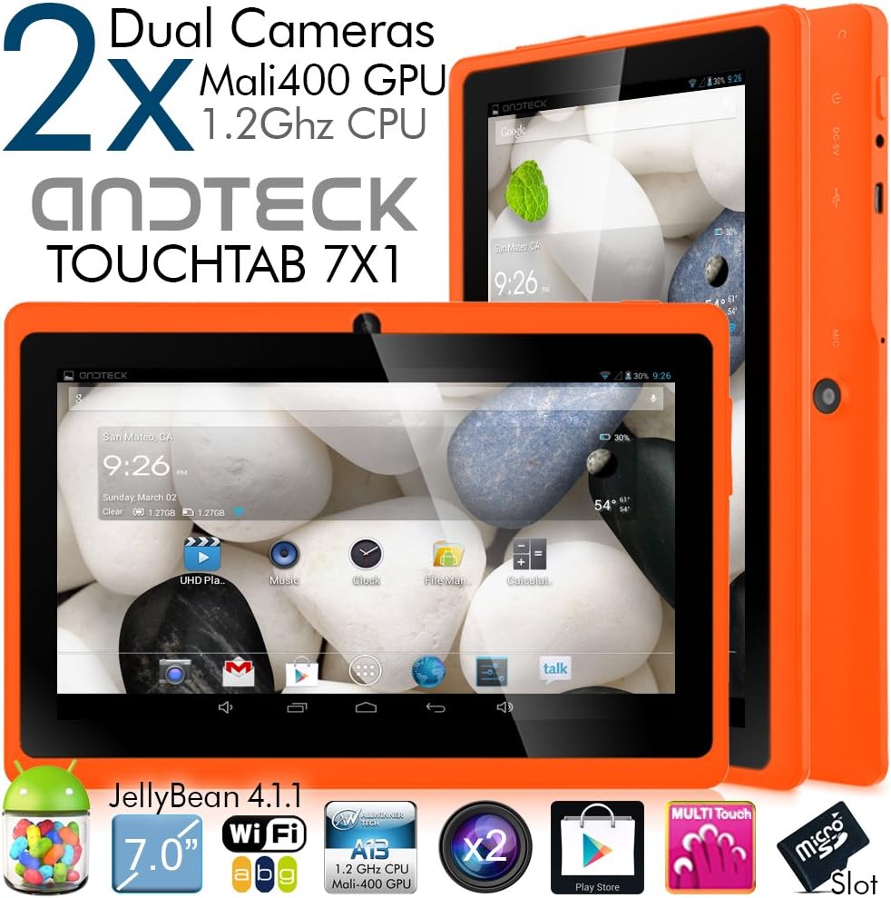 Andteck TouchTab 7" Dual Camera Google Android 4.1 Tablet PC, 7-inch, Wi-Fi, A13 1.2Ghz [2014 Model] (Orange)