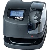 Amano PIX-25 Automatic Date &amp; Time Stamp Machine, Digital Document Stamper for Office, WWVB Atomic Signal Synchronization, Electronic Employee Clock, Made in USA
