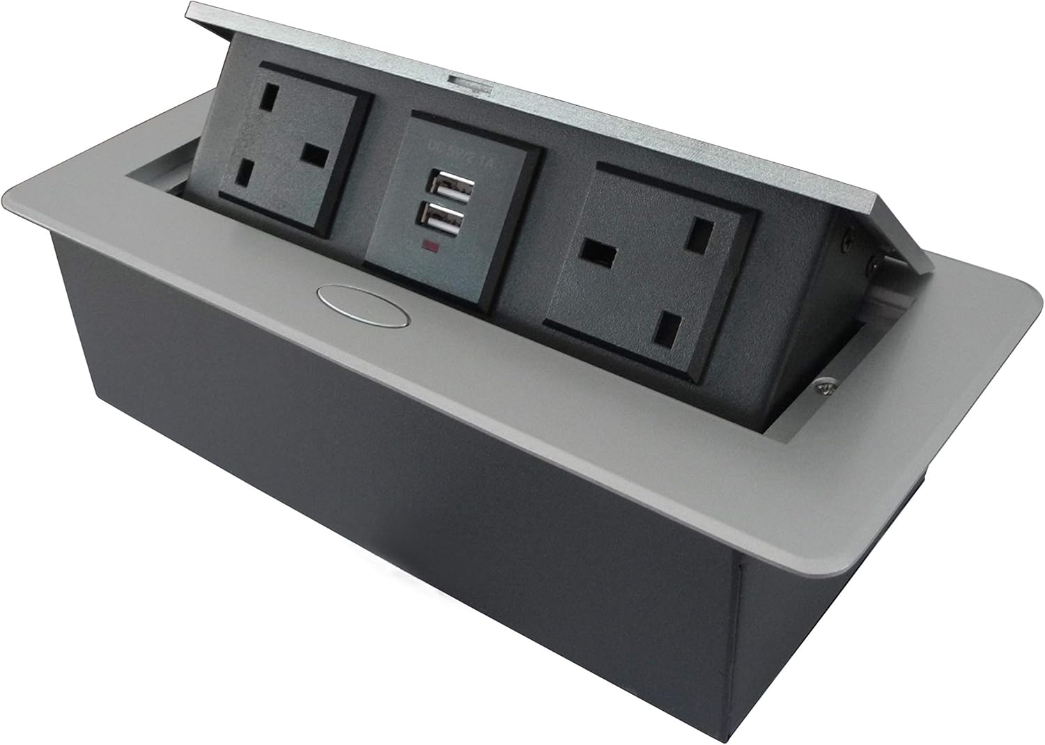 Zeshan Power Socket Pop up Desktop Outlet with 2 UK Plugs and 2 USB