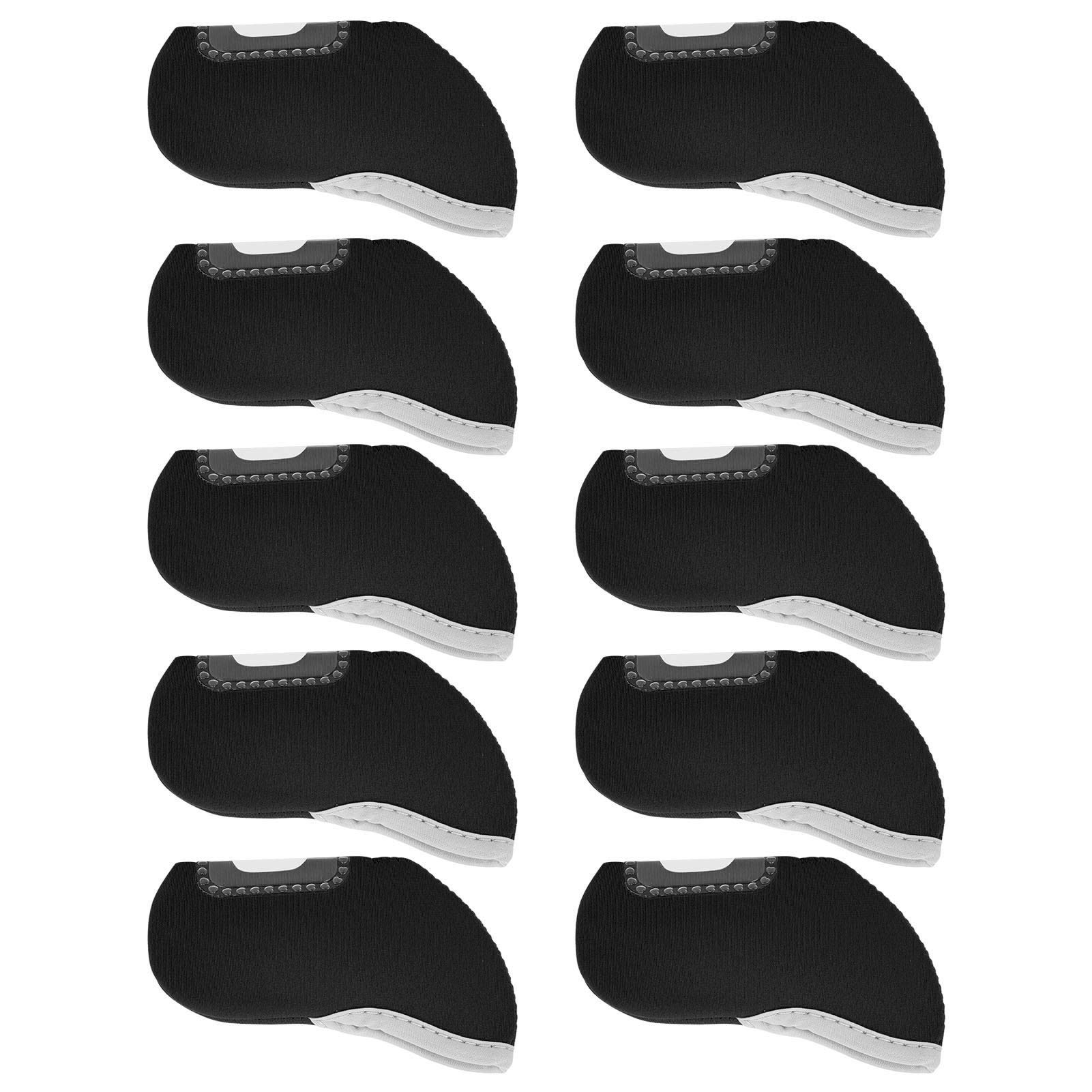 RiToEasysports 10Pcs Golf Clubs Iron Head Covers, Golf Putter Cover Golf Irons Cover Putter Protector For Both Left And Right Hand Golfers (black) Golf Leisure Sport
