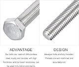 METALLIXITY Hex Bolts M12-1.75x70mm 4Pcs 304 Stainless Steel Coarse Thread view 5