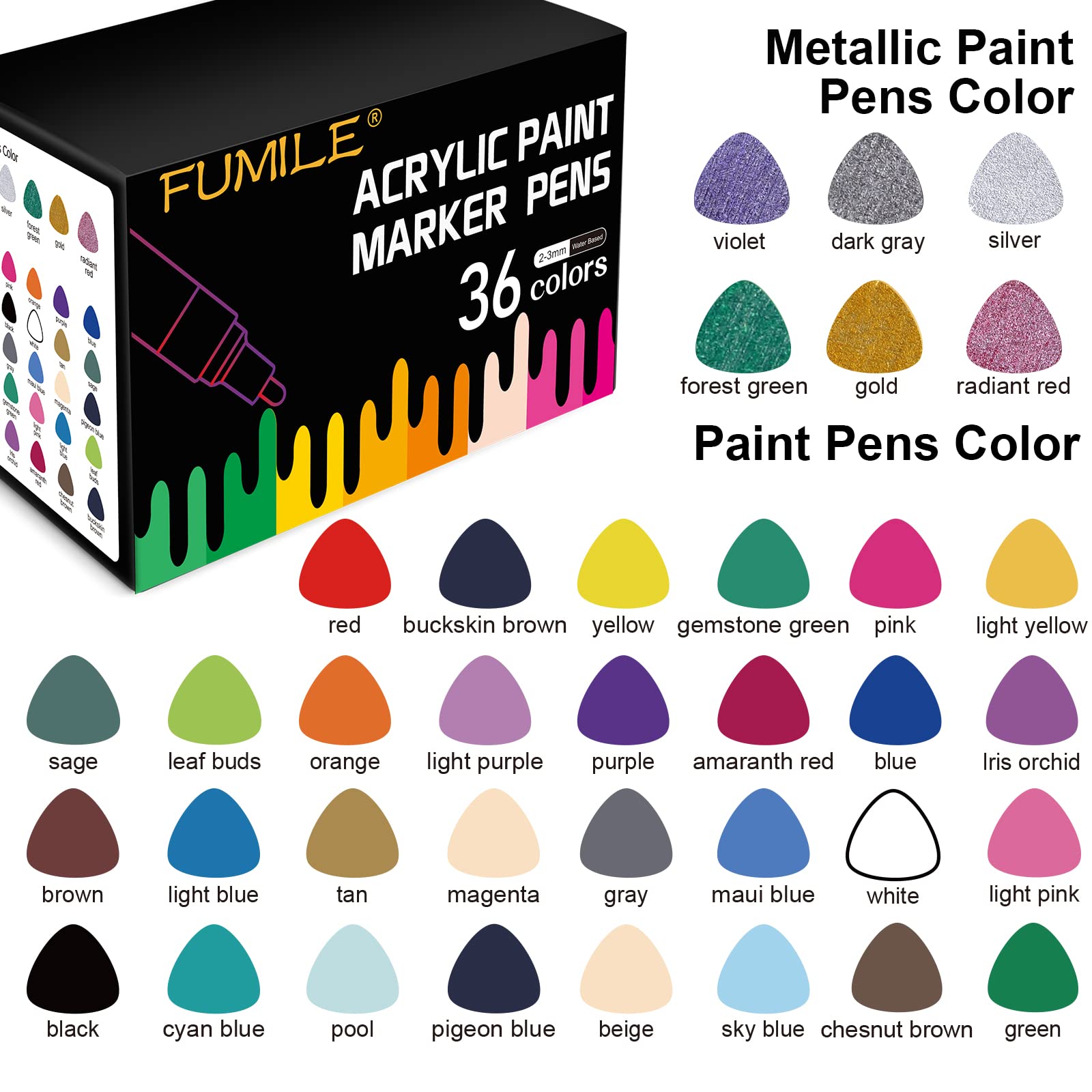 Acrylic Paint Pens Paint Markers Set of 18: Fine Point Paint Pens for Rock Painting Glass Wood Ceramic Fabric Metal Canvas Easter Eggs Pumpkin Kit D