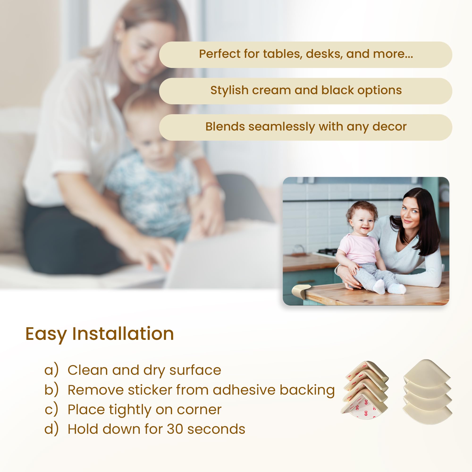 Baby Proofing Corner Protectors (8 Pack) | Extra-Large 2.5