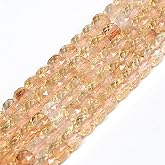 Natural Citrine Gemstone 4mm Faceted Cube Square Loose Beads 16 Inch for DIY Jewelry Making Beads